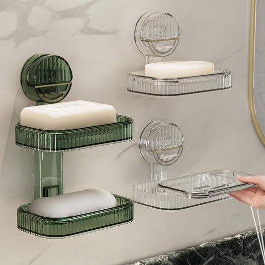 Light Luxury Soap Box Suction Cup Wall Mounted Non Perforated Drainage Shelf